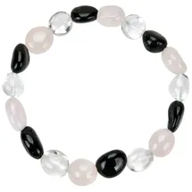 Marco Schreier Armband aus Bergkristall, Rosenquarz, Schörl 09-10mm Nuggets
