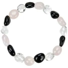 Marco Schreier Armband aus Bergkristall, Rosenquarz, Schörl 09-10mm Nuggets