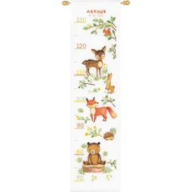 Vervaco Gezählter Kreuzstich Stickpackungen Stickset Baby Geburt Waldtiere Wanddekoration Handarbeit Set für Erwachsene Kreatives Handwerk ca. 18 x 70 cm Geburt Geschenk Hausdeko