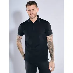 emilio adani Herren Polo-Shirt atmungsaktiv schwarz regular uni Knopfleiste - XL