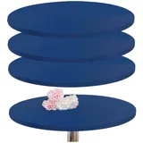 SunaOmni: 4-teiliges Set kleine runde Tischdecke, 61 cm, königsblau, elastische Kanten, Polyester, passend für runde Tische, Cocktailtische, Stehtische