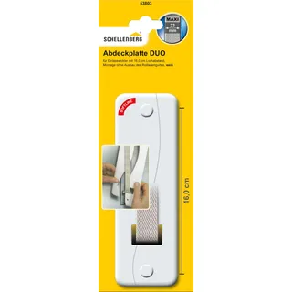 Schellenberg 53803 Rolladengurt Abdeckung Lochabstand 16 cm einfache Montage ohne Ausbau des Gurtband, Abdeckplatte DUO Maxi, für Gurtwickler und Einlasswickler, weiß