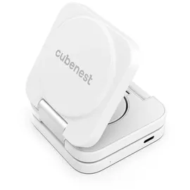 CubeNest 3in1 Faltbares Magnetisches Kabelloses Ladegerät E310, Compatible for MagSafe | Kompatibel Für iPhone 12/13/14/15/16, Apple Watch - Weiß