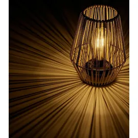 Kaemingk LED Tischlampe Kunststoff Ø 17,5 x H 23 cm Solarbetrieben Beige/Schwarz