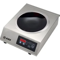 KBS Gastrotechnik KBS Induktionswok Edelstahlgehäuse 3,5 Kw Schott-Ceran ® Glaskeramik-Kochfläche