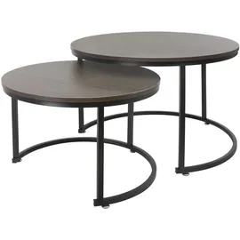 ML-Design Couchtisch 2er Set Rund 59x40cm und 74x48cm Eiche-dunkel