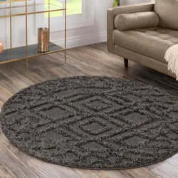 Hochflor-Teppich »Luxus 3506«, rund, 30 mm Höhe, robuster Langflor, weich, Wohnzimmer, Schlafzimmer, 88762538-0 mittelgrau 30 mm