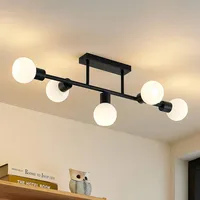LINDBY Deckenlampe Biscala, 5flg., schwarz/opal