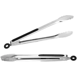 Grillzange 34cm - Edelstahl mit Silikongriff - Verriegelung