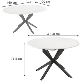 Vicco Esstisch Loyd 120 x 76.5 cm ausziehbar
