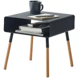 Yamazaki Beistelltisch, schwarz, Stahl/Holz, Minimalistisches Design, 35 x 35 x 35 cm)