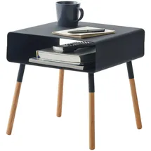 Yamazaki Beistelltisch, schwarz, Stahl/Holz, Minimalistisches Design, 35 x 35 x 35 cm