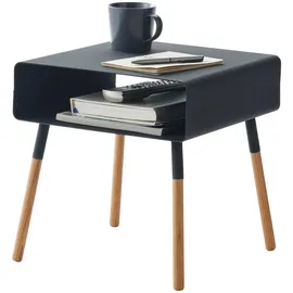 Yamazaki Beistelltisch, schwarz, Stahl/Holz, Minimalistisches Design, 35 x 35 x 35 cm