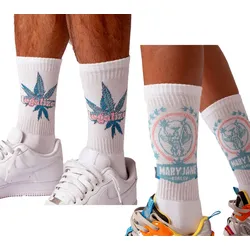 MARY JANE BERLIN Tennis-Socken Baumwoll-Socken mit Logo-Schriftzug oder LEGALIZED 2406-4-SO Weiß - 35-38
