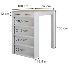 Vicco Bartisch 67 x 100 cm Weiß/Sonoma