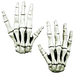 Ghoulish Productions Kostüm Langfinger Skeletthände weiß, Effektvolle Verkleidung für Eure Hände weiß