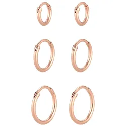 Elli Creolen Set Trio Basic Must-Have Trend 925 Silber rosefarben Damen 