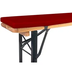 TexDeko Bierbankauflage gepolstert 220x25x2cm waschbar mit Reißverschluss für Bierzeltgarnitur Bankauflage zum selber aufziehen (Rot)