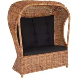 Krines Home Loungesessel Rattansessel "Beach" Strandkorb Optik Rattan Flecht-Sessel mit Dach beige