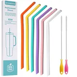 WK ieason Ersatz Silikon Strohhalme Wiederverwendbare Bendy Trinken Strohhalme Kompatibel mit Stanley 20-40oz Tumblers und andere Marken mit 2 bunten Bürsten, Farbe ungiftig Strohhalme für Kleinkinder