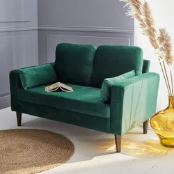 2-Sitz Sofa - Bjorn 2 - Englischgrün, Gestell aus Holz, Samtbezug, Sofa im skandinavischen Stil