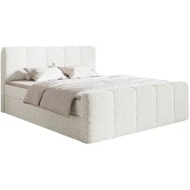 Selsey Cloudy Ii - Boxspringbett 200x200 cm, mit Bettkästen und Topper, Bouclé Creme