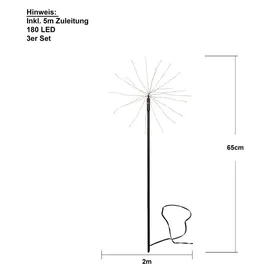 StarTrading LED Dekostäbe Kunststoff, Metall 65,0 cm 3er Set schwarz