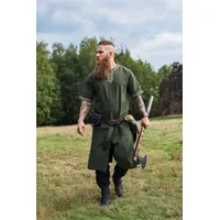 Leonardo Carbone Wikinger-Kostüm Wikinger Kurzarmtunika mit Bordüre "Richard" Grün grün XXL | XXL
