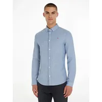 Tommy Jeans Slim Stretch Oxford Shirt«, mit Flaglabel auf der Brust, blau