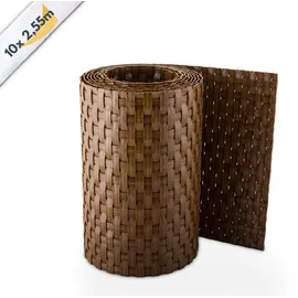 zaun|zu® Sichtschutzstreifen 10 x 255 cm Honigbraun Rattan