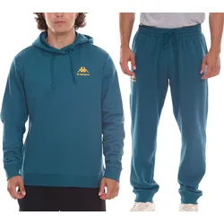Kappa Dragonfly Herren Hoodie oder Jogginghose modischer Trainings-Anzug Petrolblau - S