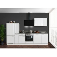 Kochstation Küchenzeile »KS-Scafa, vormontiert, mit höhenverstellbaren Füßen«, vormontiert, wahlweise mit E-Geräten, mit Soft-Close, Breite 310 cm, weiß