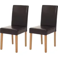 Mendler 2er-Set Esszimmerstuhl Stuhl Küchenstuhl Littau ~ Kunstleder, braun,