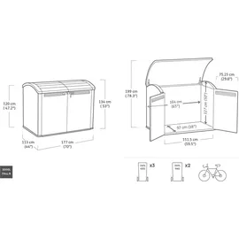 KETER Mülltonnenbox Store-it-out Ultra 177 x 113 x 134 cm grau