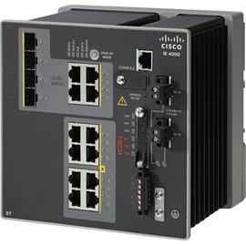Cisco IE 4000 LAN Base Industrial Railmount Managed Switch, 8x RJ-45, 4x RJ-45/SFP (IE-4000-8T4G-E)