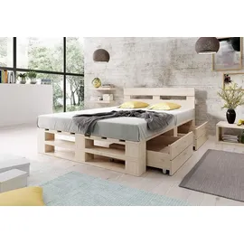 sunnypillow Palettenbett M2 200 x 200 cm Beige