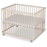 Sämann Babybett Laufgitter 75x100 cm mit Matratze natur Premium Kollektion Laufstall beige