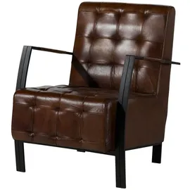Massivmoebel24 Sessel Echtleder 64x76x83 braun Iron Label 14