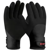 KAYGO Winter Arbeitshandschuhe Wasserdicht Kältebeständig, Doppel Gefüttert, Isolierte Thermo Arbeitshandschuhe mit Latex Beschichtung, Ideal für Kühllager Winter Arbeit (Schwarz, M, Gr 8)