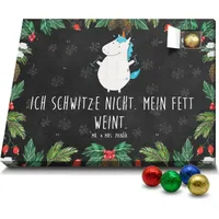 Mr. & Mrs. Panda Schoko Adventskalender Einhorn Fitness - Schwarz - Geschenk, Schokoladen Adventskalender, Gym, Einhorn Deko, Unicorn, Einhörner, ... - Schwarz