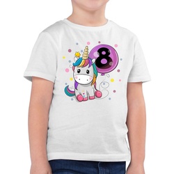 Shirtracer T-Shirt Einhorn 8 Geburtstag Mädchen Kindergeburtstag 8 Jahre 8. Geburtstag weiß 116 (5/6 Jahre)