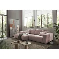 KAWOLA Sofa MIKA Ecksofa Cord rosa Longchair links - Rosa