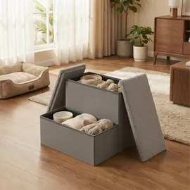 Relaxdays Hundetreppe 2 Stufen Grau 40 cm x 35 cm x 32 cm