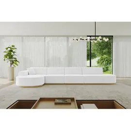 altdecor Ecksofa, Ottomane Links MARI-L3-v2 - 413x171x83 cm Weiß Bouclé
