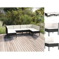 vidaXL Polyrattan Lounge-Set schwarz inkl. Auflagen 3094588