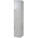 Décoshop26 - Spind/Schrank mit 2 abschließbaren Fächern graues Metall 185 x 38 x 45 cm 04_0001661