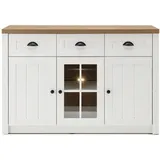 furn.design Sideboard Seyne 130 x 86 cm Weiß / Eiche