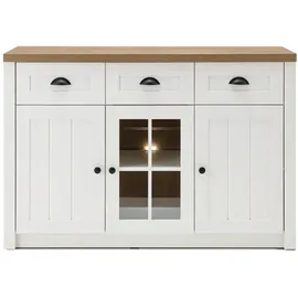 furn.design Sideboard Seyne 130 x 86 cm Weiß / Eiche