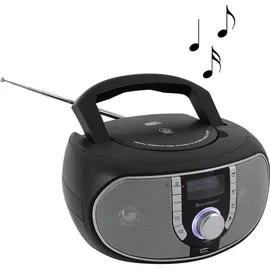 Soundmaster SCD1700SW tragbares DAB+ Radio mit CD-Player, MP3 Hörbuchfunktion, USB-Anschluss, UKW-Radio, Kopfhöreranschluss & CD/Radio-System - schwarz - Schwarz