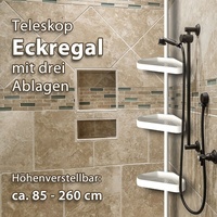 Teleskopregal Eck Regal  Bad Regal Ecke Duschecke Duschregal Regal mit 3 Ablagen